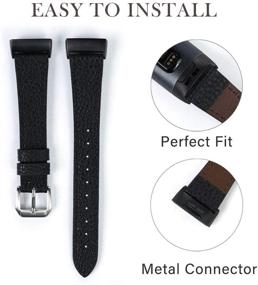 img 1 attached to 📿 Genuine Leather Replacement Bands for Fitbit Charge 4/3/3 SE - Black Wristband Accessories for Women and Men