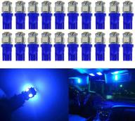 🔵 20-pack blue replacement stock # 194 t10 168 2825 w5w 175 158 led bulbs - premium interior lighting for car map dome lamp, courtesy trunk, license plate, dashboard, and parking lights, 12v, 5050 5 smd logo