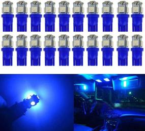 img 4 attached to 🔵 20-Pack Blue Replacement Stock # 194 T10 168 2825 W5W 175 158 LED Bulbs - Premium Interior Lighting for Car Map Dome Lamp, Courtesy Trunk, License Plate, Dashboard, and Parking Lights, 12V, 5050 5 SMD