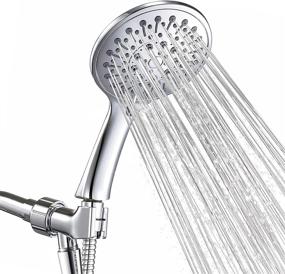 img 3 attached to 🚿 ANZA 5&#34; Handheld Shower Heads and 6 Spray Settings - Detachable Hand Held Showers with Long Hose, Adjustable Brass Bracket - Chrome Finish