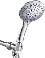 🚿 anza 5&#34; handheld shower heads and 6 spray settings - detachable hand held showers with long hose, adjustable brass bracket - chrome finish logo