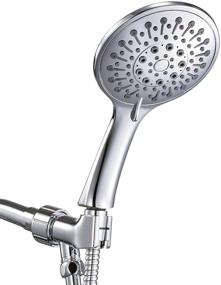 img 4 attached to 🚿 ANZA 5&#34; Handheld Shower Heads and 6 Spray Settings - Detachable Hand Held Showers with Long Hose, Adjustable Brass Bracket - Chrome Finish