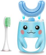 u-shaped autobrush toothbrush for kids 2-7 years old, 6 gear speed mode, ipx7 waterproof, sensitive teeth, 360° oral cleaning, automatic toothbrush for baby toddler (blue) logo