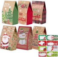 🎁 christmas goodie bags bulk set: 24 assorted gift bags + 80 christmas gift stickers logo