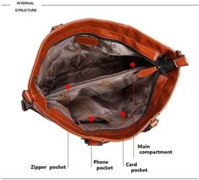 img 2 attached to 👜 Large Capacity Vintage Casual Shoulder Bag, Women's Waterproof PU Leather Handbag with CrossBody Strap (Heller Brown)