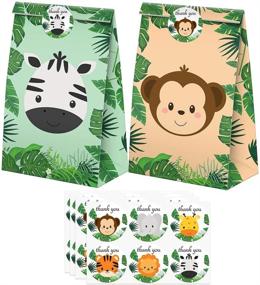 img 3 attached to 🦁 24 Pcs Safari Goodie Bags with Stickers - Jungle Party Favors for a Wild Birthday Celebration