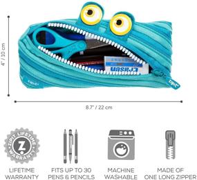 img 1 attached to 🐾 ZIPIT Wildlings Pencil Case: Fun Blue Design, Holds 30 Pens, Washable & Made of One Long Zipper!