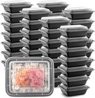 🍱 50-pack small meal prep plastic microwaveable food containers with lids, 12 oz, black rectangular reusable storage lunch boxes - bpa-free & food grade - freezer and dishwasher safe - premium quality logo