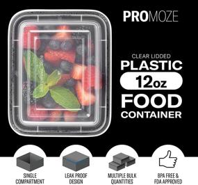 img 3 attached to 🍱 50-Pack Small Meal Prep Plastic Microwaveable Food Containers with Lids, 12 OZ, Black Rectangular Reusable Storage Lunch Boxes - BPA-free & Food Grade - Freezer and Dishwasher Safe - Premium Quality