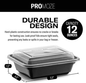 img 2 attached to 🍱 50-Pack Small Meal Prep Plastic Microwaveable Food Containers with Lids, 12 OZ, Black Rectangular Reusable Storage Lunch Boxes - BPA-free & Food Grade - Freezer and Dishwasher Safe - Premium Quality