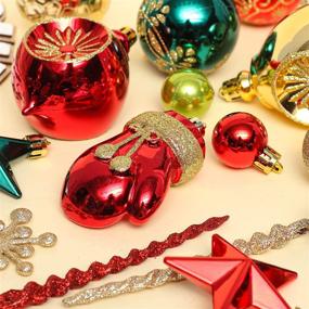 img 1 attached to 🎄 Complete Set of 78pcs Shatterproof Christmas Tree Decorations: Red, Green, and Gold Balls, Snowflakes, and Assorted Ornaments