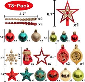 img 3 attached to 🎄 Complete Set of 78pcs Shatterproof Christmas Tree Decorations: Red, Green, and Gold Balls, Snowflakes, and Assorted Ornaments