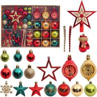 🎄 complete set of 78pcs shatterproof christmas tree decorations: red, green, and gold balls, snowflakes, and assorted ornaments логотип