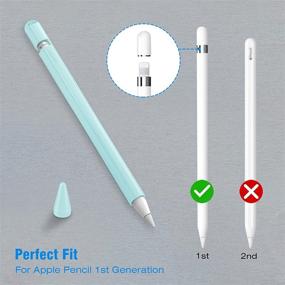 img 3 attached to 🖊️ Fintie Silicone Sleeve for Apple Pencil 1st Gen - Ultra Light Case Cover with Grip & Nib Covers - Frozen Blue