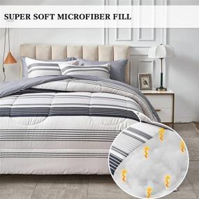 img 2 attached to 🛏️ FlySheep Gray Bed in a Bag 7 Piece Queen Size: Grey and Navy Stripes on White, Reversible Comforter Set - Complete Bedding Set for Ultimate Bedroom Style