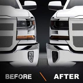 img 3 attached to 🚗 Enhance Your Style and Safety with NDRUSH Blackout Headlights Foglight Vinyl Tint Film for Chevy Silverado 1500 2016-2018