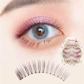 img 4 attached to 👁️ Dorisue Natural False Lashes: 3D Light Brown Eyelashes for a Realistic Look - Short Handmade Wispies - 4 Pairs Pack