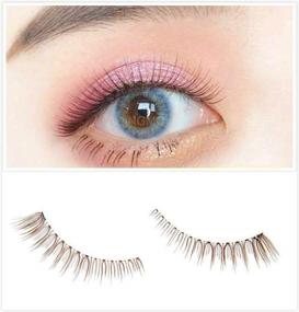 img 1 attached to 👁️ Dorisue Natural False Lashes: 3D Light Brown Eyelashes for a Realistic Look - Short Handmade Wispies - 4 Pairs Pack