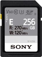 💽 sony e series sdxc uhs-ii card 256gb, v60, cl10, u3: high-speed, max r270mb/s, w120mb/s (sf-e256/t1) - black, small logo