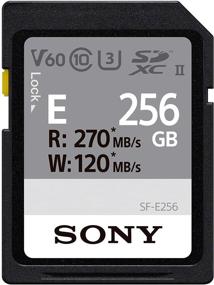 img 1 attached to 💽 Sony E Series SDXC UHS-II Card 256GB, V60, CL10, U3: High-Speed, Max R270MB/S, W120MB/S (SF-E256/T1) - Black, Small