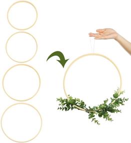 img 2 attached to 🎋 8 Pack Bamboo Floral Hoop Wreath Wooden Macrame Rings Dream Catcher Craft Hoop Set for DIY Wedding Wreath and Wall Hanging Crafts - 4 Sizes (5 inch, 6 inch, 8 inch, 10 inch)