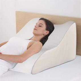 img 4 attached to 🛏️ Bed Wedge Pillow with Memory Foam Top - Optimal Support System for Snoring, Allergies, Reading, Sleeping, Acid Reflux Relief - Alleviate Neck and Back Pain