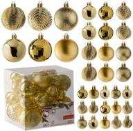 🎄 add elegance to your christmas decor with prextex gold christmas ball ornaments - 36 pieces of shatterproof xmas tree decorations in 6 styles and 3 sizes for holiday and party decoration логотип