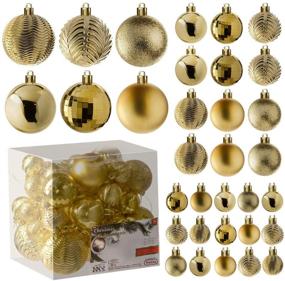 img 4 attached to 🎄 Add Elegance to Your Christmas Decor with Prextex Gold Christmas Ball Ornaments - 36 Pieces of Shatterproof Xmas Tree Decorations in 6 Styles and 3 Sizes for Holiday and Party Decoration