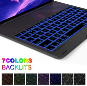 img 1 attached to 🔌 Wireless Bluetooth Keyboard Case for iPad Pro 11 1st Generation (2018), Backlit Metal Keyboard, 7 Colors, Pencil Charging Support, Auto Wake/Sleep, Black