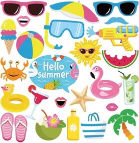 img 3 attached to 🏖️ Kristin Paradise 25-Piece Pool Beach Summer Photo Booth Props with Stick - Tropical Luau Selfie Props - Flamingo Hawaiian Party Supplies - Birthday Theme Backdrop Decorations - Baby Shower, 1st, First Bday