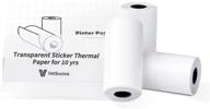 clear thermal sticker paper by vetbuosa - adhesive transparent printable sticker paper for vetbuosa pocket portable printer phomemo mini bluetooth thermal printer - 57mm x 3.5m, diameter 30mm - pack of 3 rolls logo