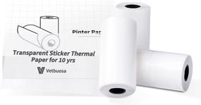img 4 attached to Clear Thermal Sticker Paper by Vetbuosa - Adhesive Transparent Printable Sticker Paper for Vetbuosa Pocket Portable Printer Phomemo Mini Bluetooth Thermal Printer - 57mm x 3.5m, Diameter 30mm - Pack of 3 Rolls