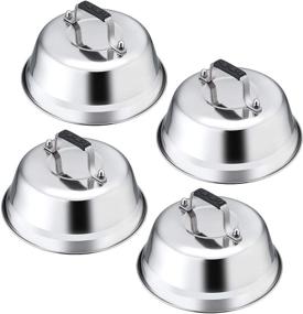 img 4 attached to 🍳 Leonyo Melting Dome Lid Set of 4 - 9 inch Professional Stainless Steel Griddle Accessories for Teppanyaki Grill - Durable Basting Steaming Cover with Riveted Handle - Perfect for Hamburger Bacon Cheese Steak