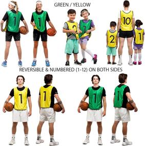 img 3 attached to 🏅 High-Quality LVL10 Sports Pinnies - Reversible, Numbered Practice Vests for Soccer & Basketball Scrimmages - Pack of 12 - Kids & Adults