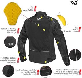 img 1 attached to 🏍️ WD Motorsports Miami Mesh Motorcycle Jacket Mens - Armor, Enduro, Reflective, Summer Biker Jacket