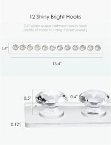 img 2 attached to 💎 Acrylic Necklace Hangers (2 Pack) - Wall Mounted Jewelry Organizer with 12 Diamond Shape Hooks, Necklace Holder for Women and Girls - Perfect Gift Idea