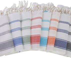 img 1 attached to (8 Pack) Turkish Cotton Hand Face Head Guest Gym Towels - Peshtemal Washcloth Kitchen Tea Dish Cloth Set (MultiColor)