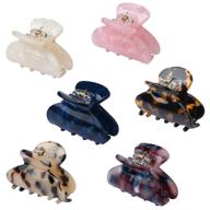 🐆 stylish 1.9 inch mini hair claw clips - 6 pack assorted color leopard print acrylic clips for thin to medium hair - handmade ponytail holder grip for women logo