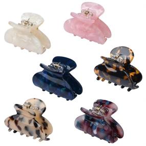 img 4 attached to 🐆 Stylish 1.9 Inch Mini Hair Claw Clips - 6 Pack Assorted Color Leopard Print Acrylic Clips for Thin to Medium Hair - Handmade Ponytail Holder Grip for Women