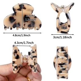 img 3 attached to 🐆 Stylish 1.9 Inch Mini Hair Claw Clips - 6 Pack Assorted Color Leopard Print Acrylic Clips for Thin to Medium Hair - Handmade Ponytail Holder Grip for Women