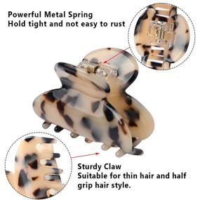 img 2 attached to 🐆 Stylish 1.9 Inch Mini Hair Claw Clips - 6 Pack Assorted Color Leopard Print Acrylic Clips for Thin to Medium Hair - Handmade Ponytail Holder Grip for Women