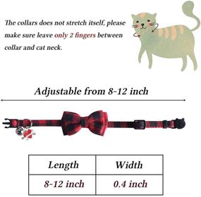 img 1 attached to 🐱 Set of 3 Holiday Plaid Cat Collars with Bow Tie Bell - Breakaway Collars for Festive Cats and Kittens