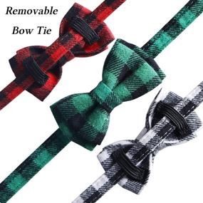 img 2 attached to 🐱 Set of 3 Holiday Plaid Cat Collars with Bow Tie Bell - Breakaway Collars for Festive Cats and Kittens