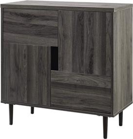 img 2 attached to Modern Color Pop Buffet Accent Entryway Bar Cabinet 🎨 with Storage - 30 Inch Slate Grey and Red Interior