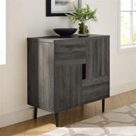 modern color pop buffet accent entryway bar cabinet 🎨 with storage - 30 inch slate grey and red interior logo