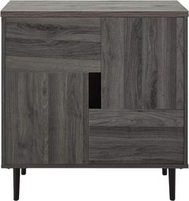 img 1 attached to Modern Color Pop Buffet Accent Entryway Bar Cabinet 🎨 with Storage - 30 Inch Slate Grey and Red Interior