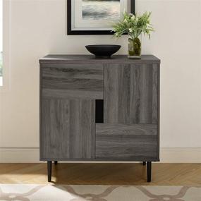 img 3 attached to Modern Color Pop Buffet Accent Entryway Bar Cabinet 🎨 with Storage - 30 Inch Slate Grey and Red Interior