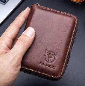 img 1 attached to 💼 Stylish Genuine Leather Wallet Holder with Zipper - Essential Men's Accessories