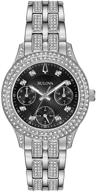 ⌚ женские часы bulova с кристаллами swarovski из нержавеющей стали и кварцевым механизмом - серебряные, 16 (модель: 96n110) логотип