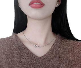 img 3 attached to 💎 Sleek and Stunning Sterling Silver Sideways Pendant Necklace